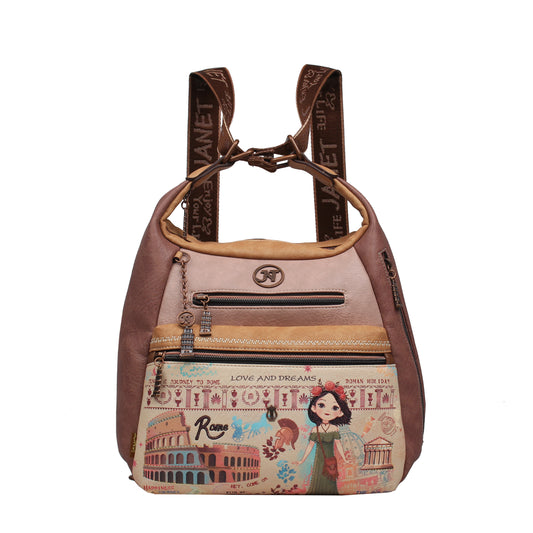 Bolso Mochila Convertible JANET DENESE - J119A Colección Tour of Rome